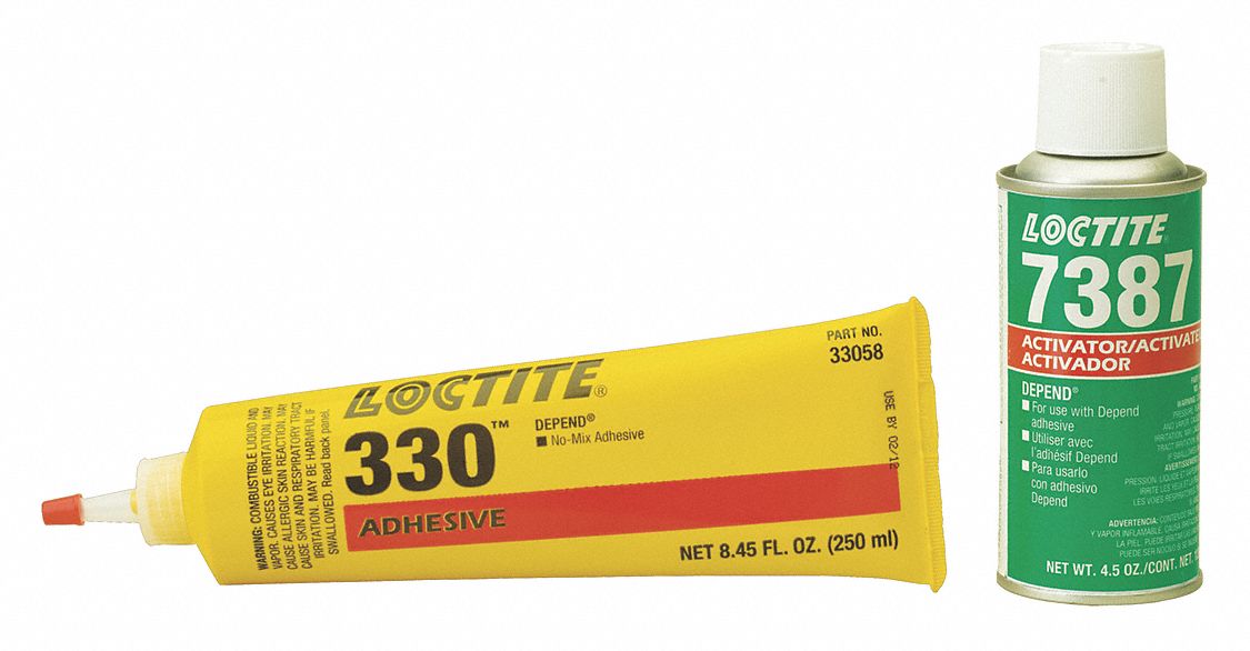 LOCTITE 330, Acrylic Adhesive, Tube, 6.76 oz., Yellow, 5 min. Work Life