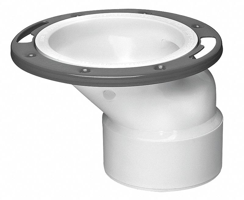 OATEY PVC, Offset Toilet Flange, White, Most Toilets, 2" Offset, Fits 3