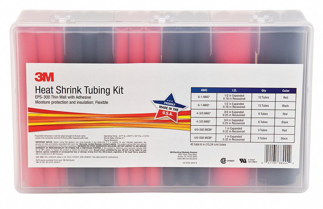 Heat Shrink Tubing Kit,Red, Black,42 Pc