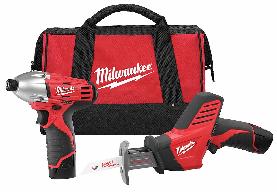 MILWAUKEE M12™ Cordless Combination Kit, 12.0 Voltage, Number of Tools 2 4LER4249122 Grainger