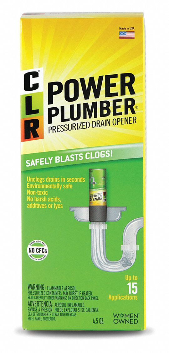 CLR Pressurized Drain Opener, 4.5 oz Aerosol Can, Unscented Compressed