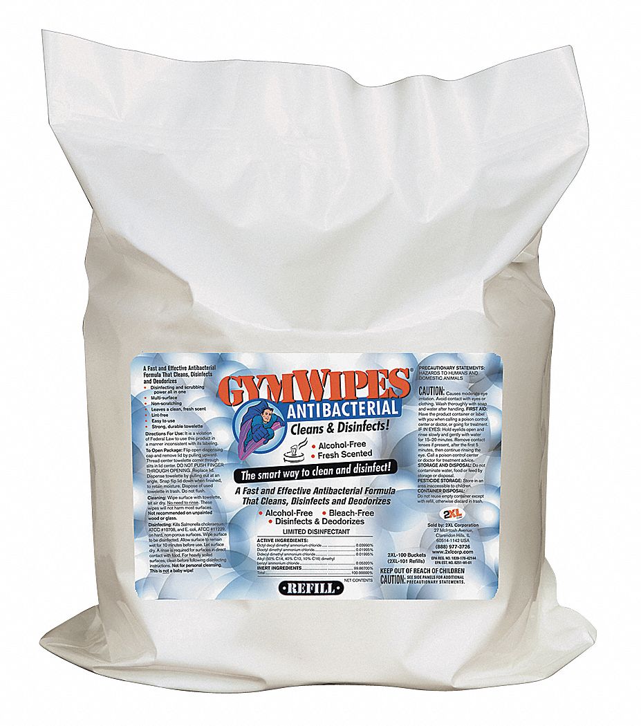 GYM WIPES Gym Equipment Disinfecting Wipes, 6" x 8" 4LFA52XL 101