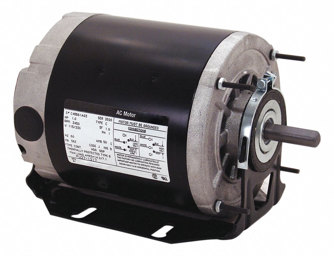 CENTURY Belt Drive Motor, 1/4 HP, 3Phase, Nameplate RPM 1,140, No. of