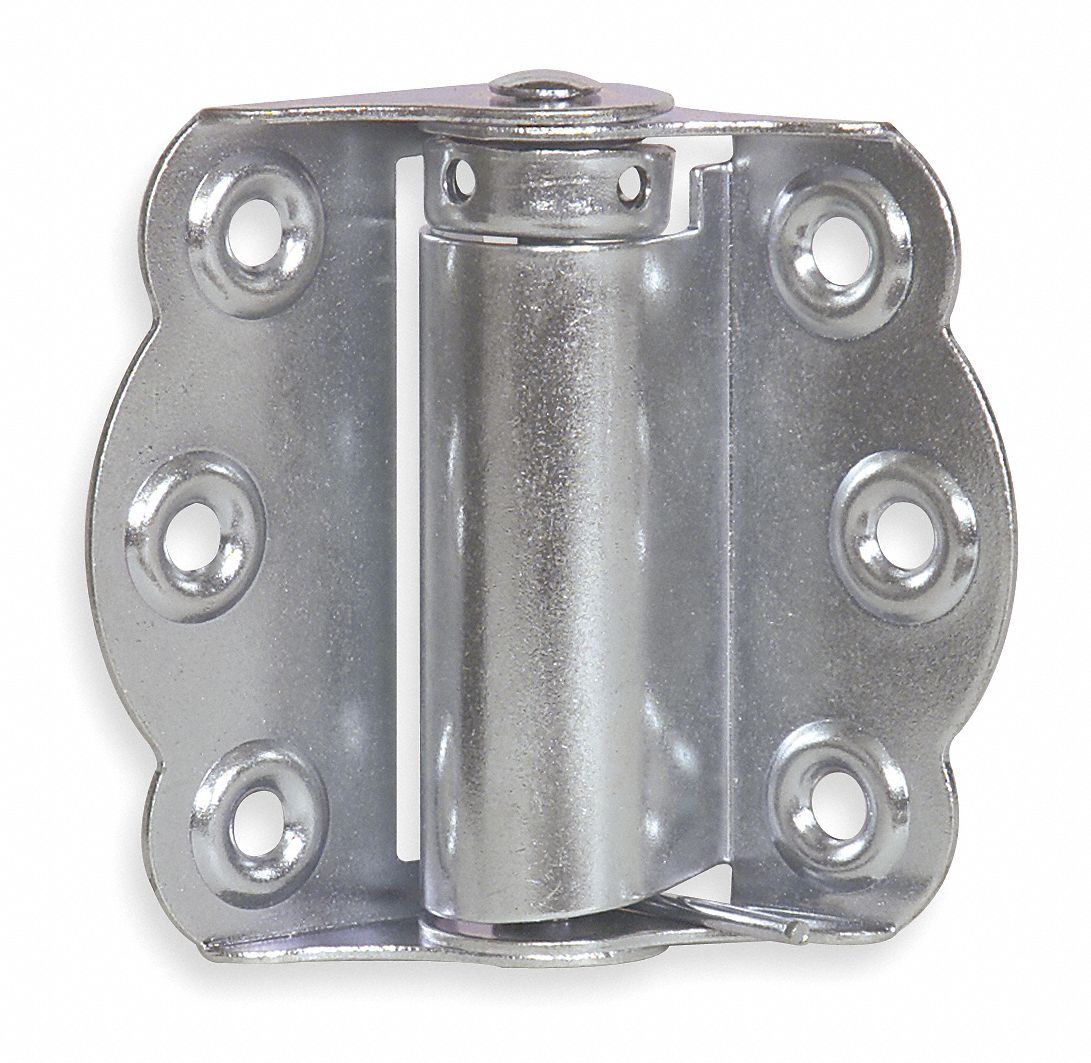 GRAINGER APPROVED Spring Hinge With Holes, Bright Zinc Finish, Rounded