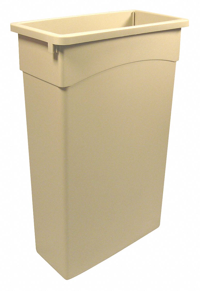 TOUGH GUY 23 gal Rectangular Trash Can, Plastic, Beige 4PGV14PGV1 Grainger
