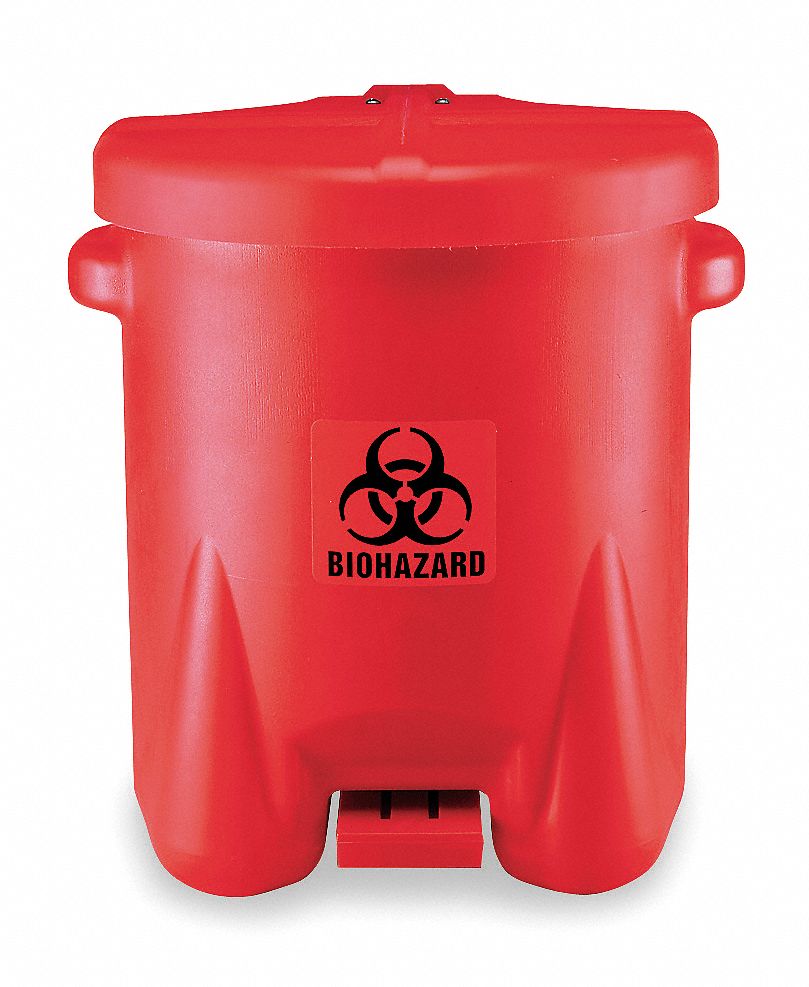 Eagle Biohazard Step On Waste Can 14 Gal Red Red 21 X 18 X 22