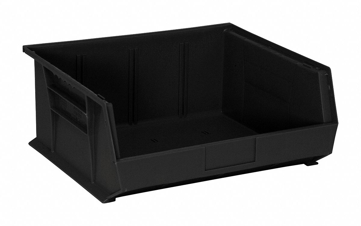 QUANTUM STORAGE SYSTEMS ESD Conductive Bin, Black, 14 3/4 in Outside Length, 16 1/2 in Outside