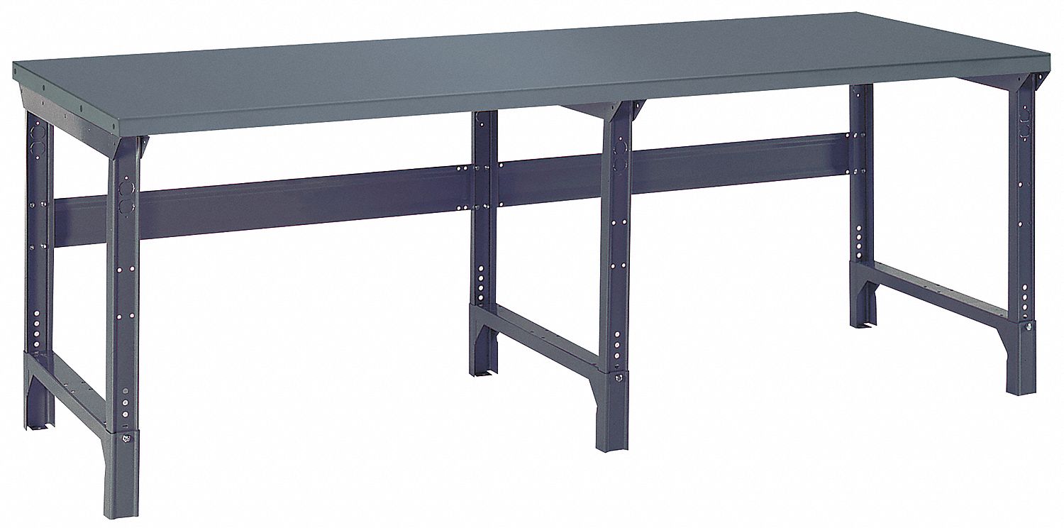 GRAINGER APPROVED Bolted Workbench, Steel, 30 in Depth, 30 3/4 in to 34