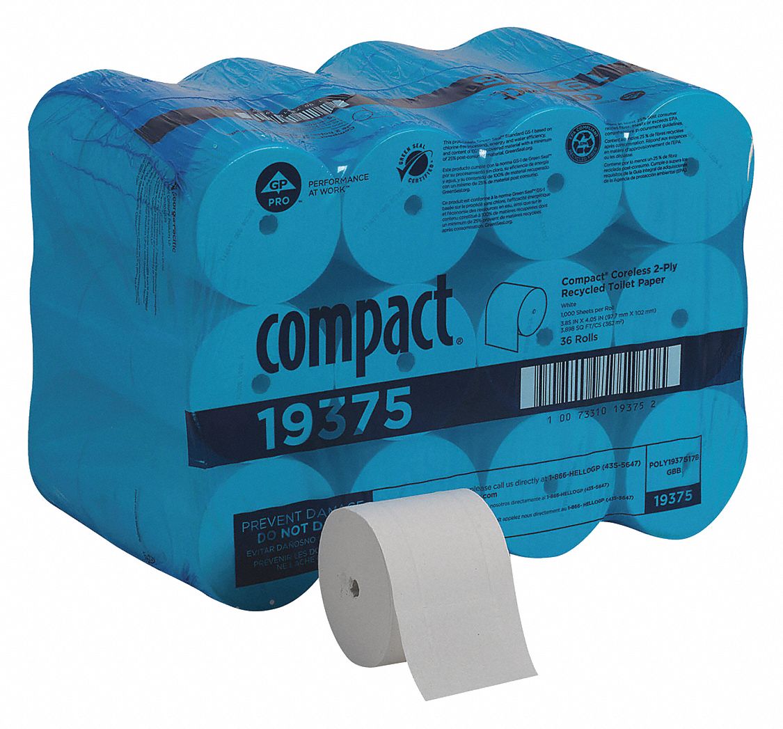 Compact® 2Ply Coreless Toilet Paper, 333 ft., 36 PK 4TH4219375 Grainger