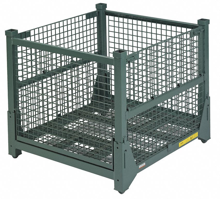 STEEL KING Collapsible Bulk Container, Vista Green, 42 inH x 48 inL x