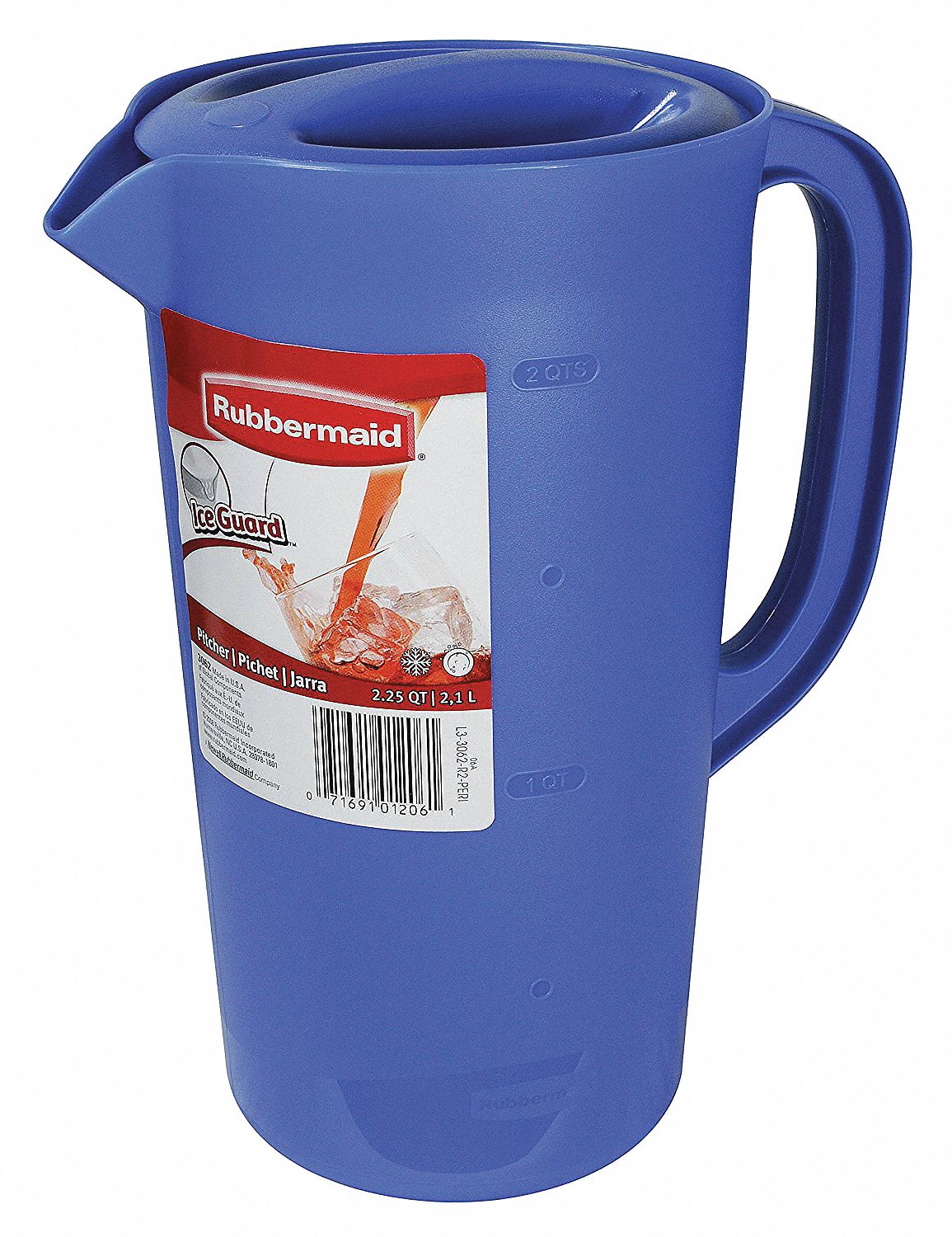 RUBBERMAID COMMERCIAL PRODUCTS Bev. Pitcher, 2 1/4 Qt, Blue 4UEF3