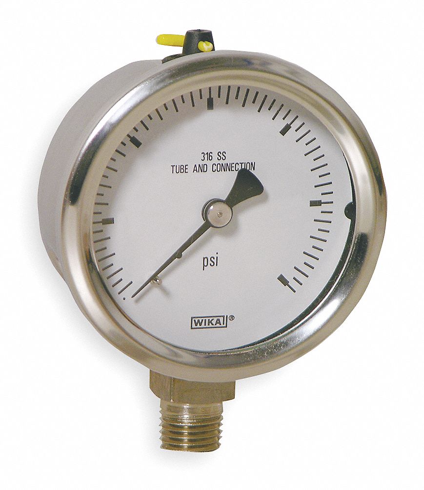 WIKA Pressure Gauge, 0 to 10,000 psi Range, 1/4 in MNPT, ±212 Gauge