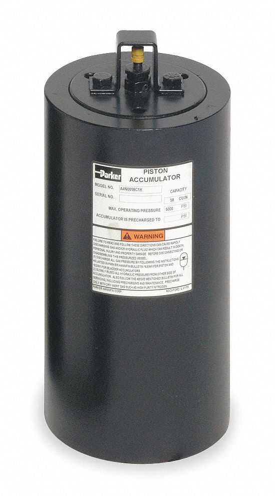 accumulator piston grainger parker alloy gal steel cu volume gpm 2310 fluid flow gas max close