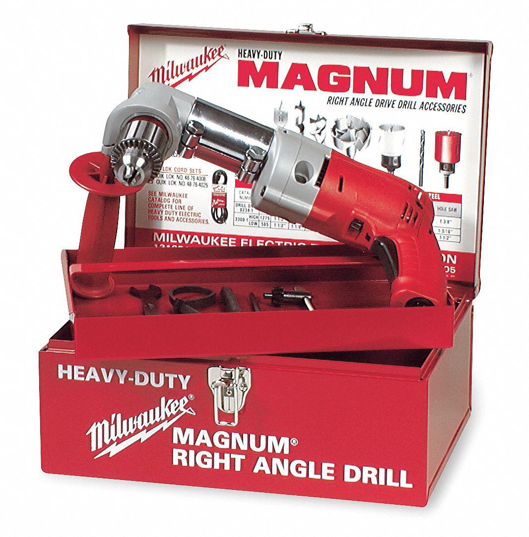 MILWAUKEE Right Angle Drill, 1/2 Chuck Size (In.), 565/850/1275 Drill