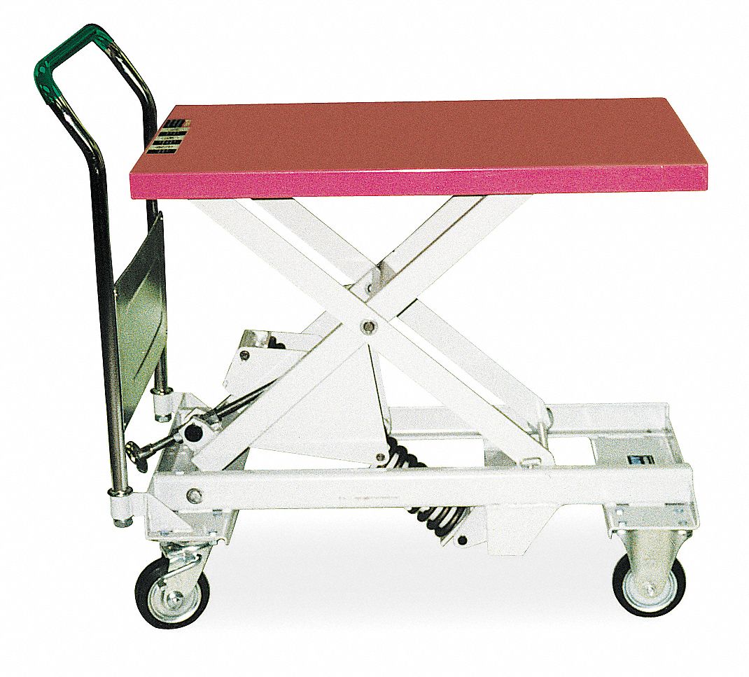 DANDY LIFT Scissor Lift Cart, Fixed, 1100 lb., Platform Width 23 3/5", Platform Length 34 4/5"   Scissor Lift Carts   4ZC02|DLV 500