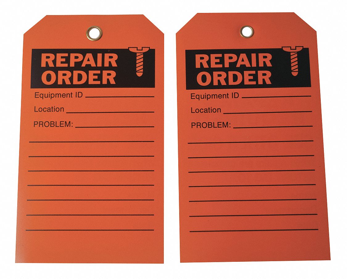GRAINGER APPROVED Repair Tag, Polyester, Height 7 in, Width 4 in