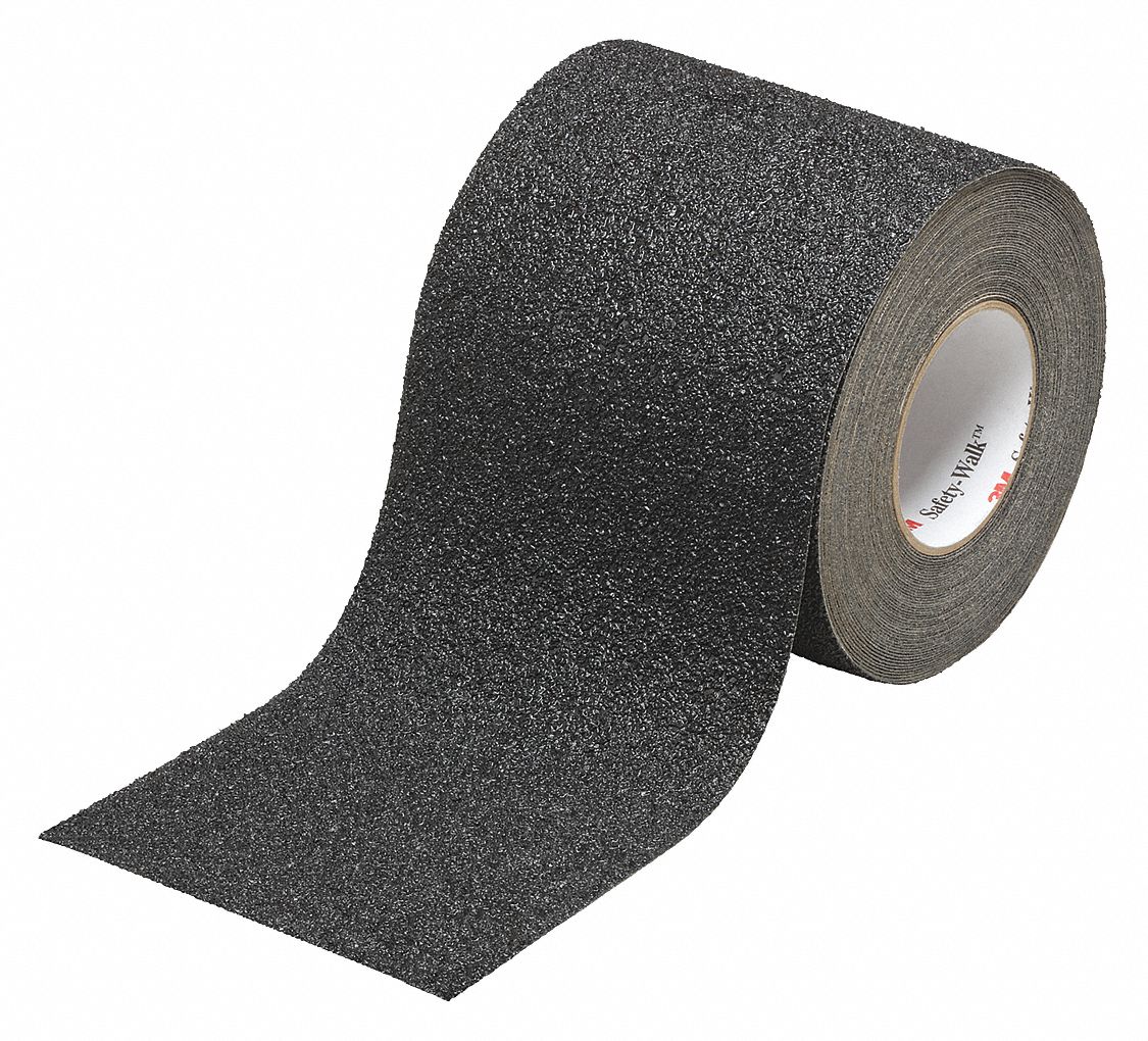 ABILITY ONE Solid Black Anti-Slip Tape, 6 in x 30 ft, 24 Grit Aluminum .