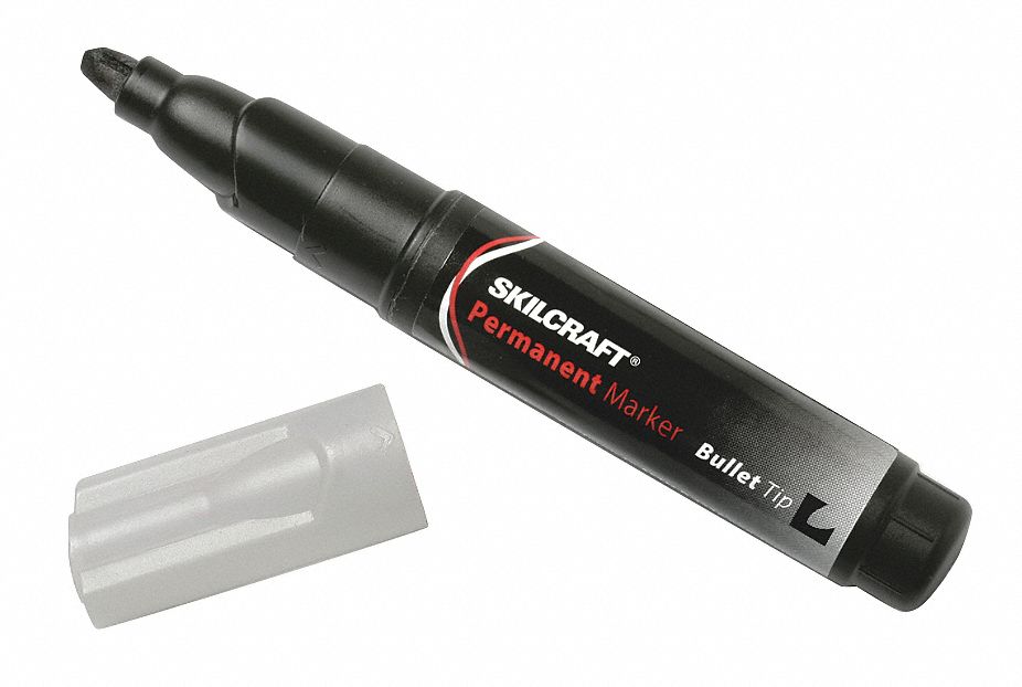 ABILITY ONE Permanent Marker, Black, Marker Tip Bullet, Barrel Type