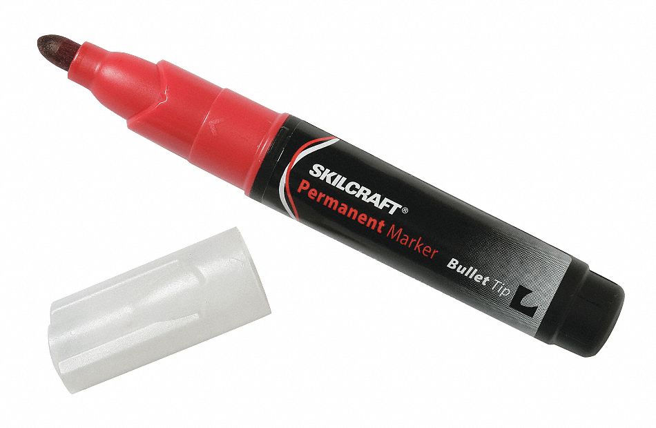 ABILITY ONE BulletTip Permanent Marker, Red, 12 PK 52CE63752001