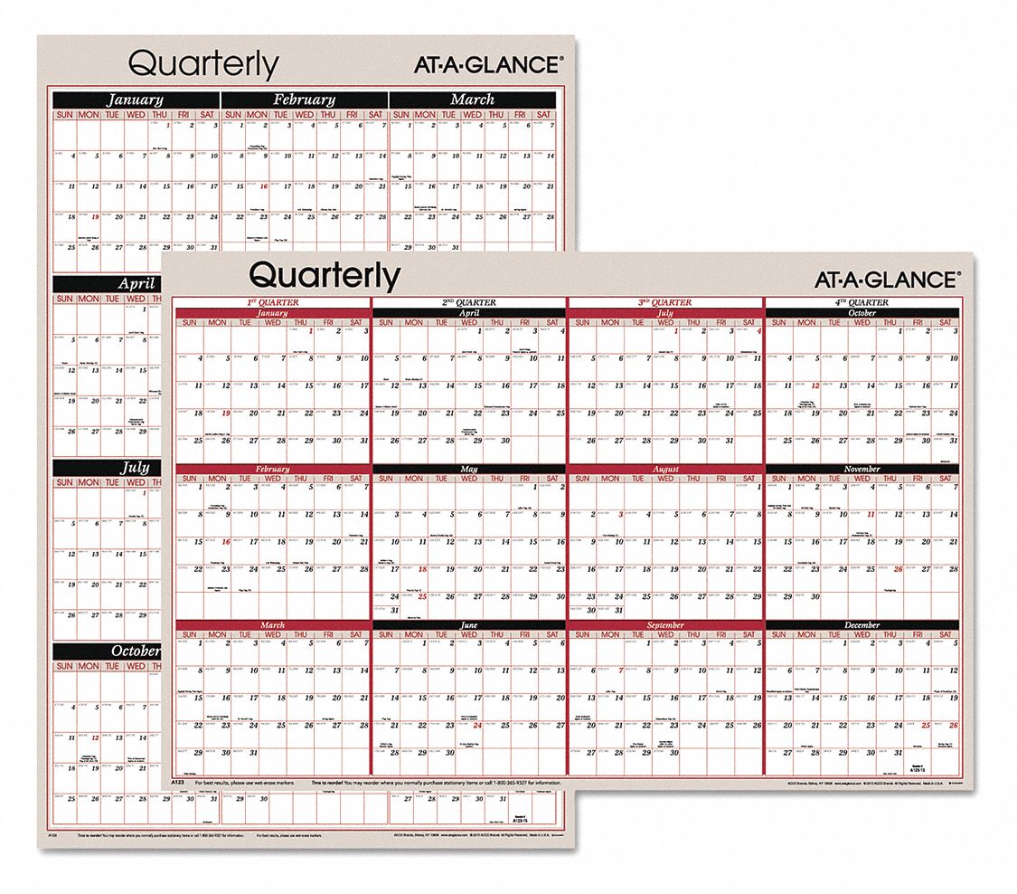 ATAGLANCE Reversible/Erasable Yearly Wall Calendar, Format 12 Months
