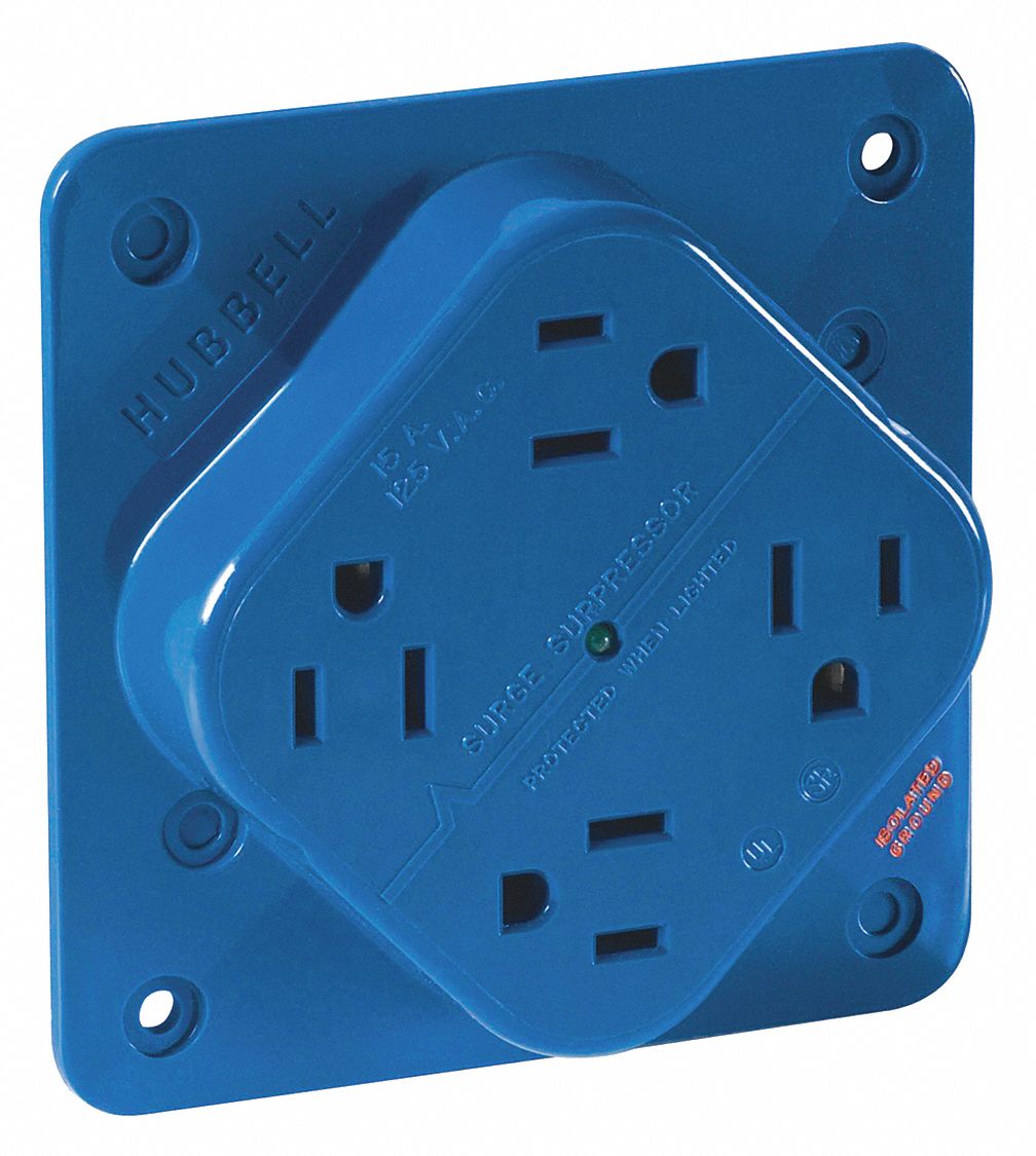 BRYANT 15, Commercial, Isolated Ground Receptacle, Blue, No Tamper