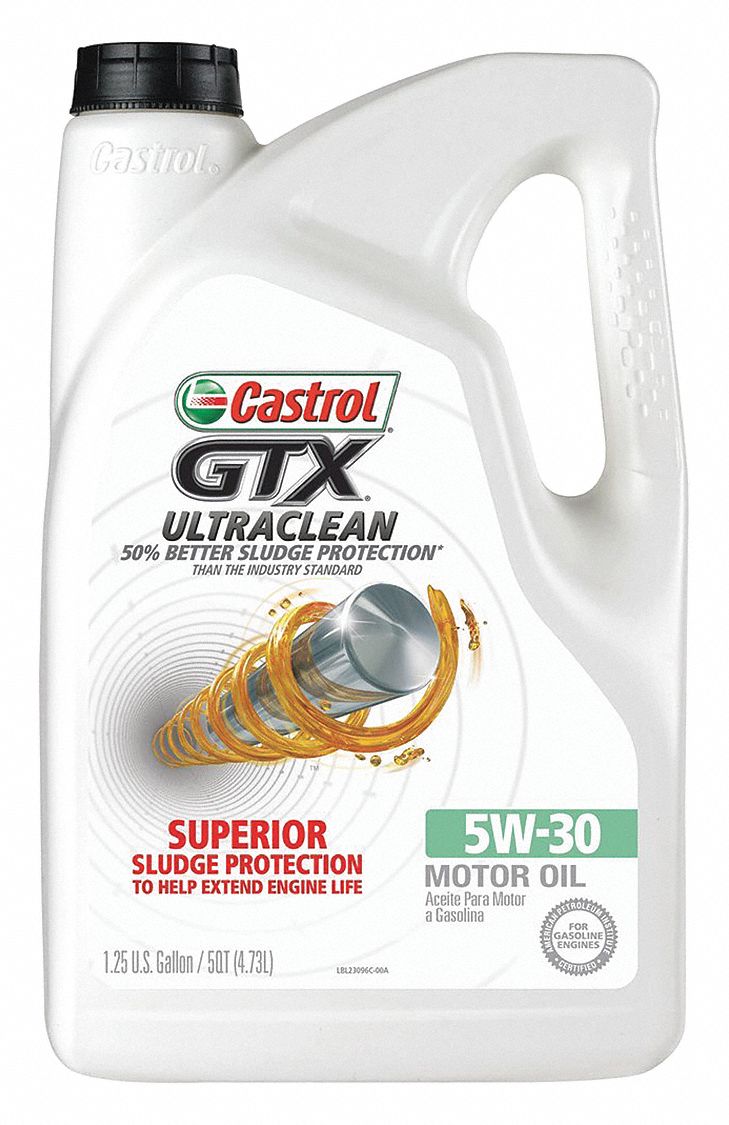 CASTROL Conventional Engine Oil, 5 qt. Bottle, SAE Grade 5W30, Amber