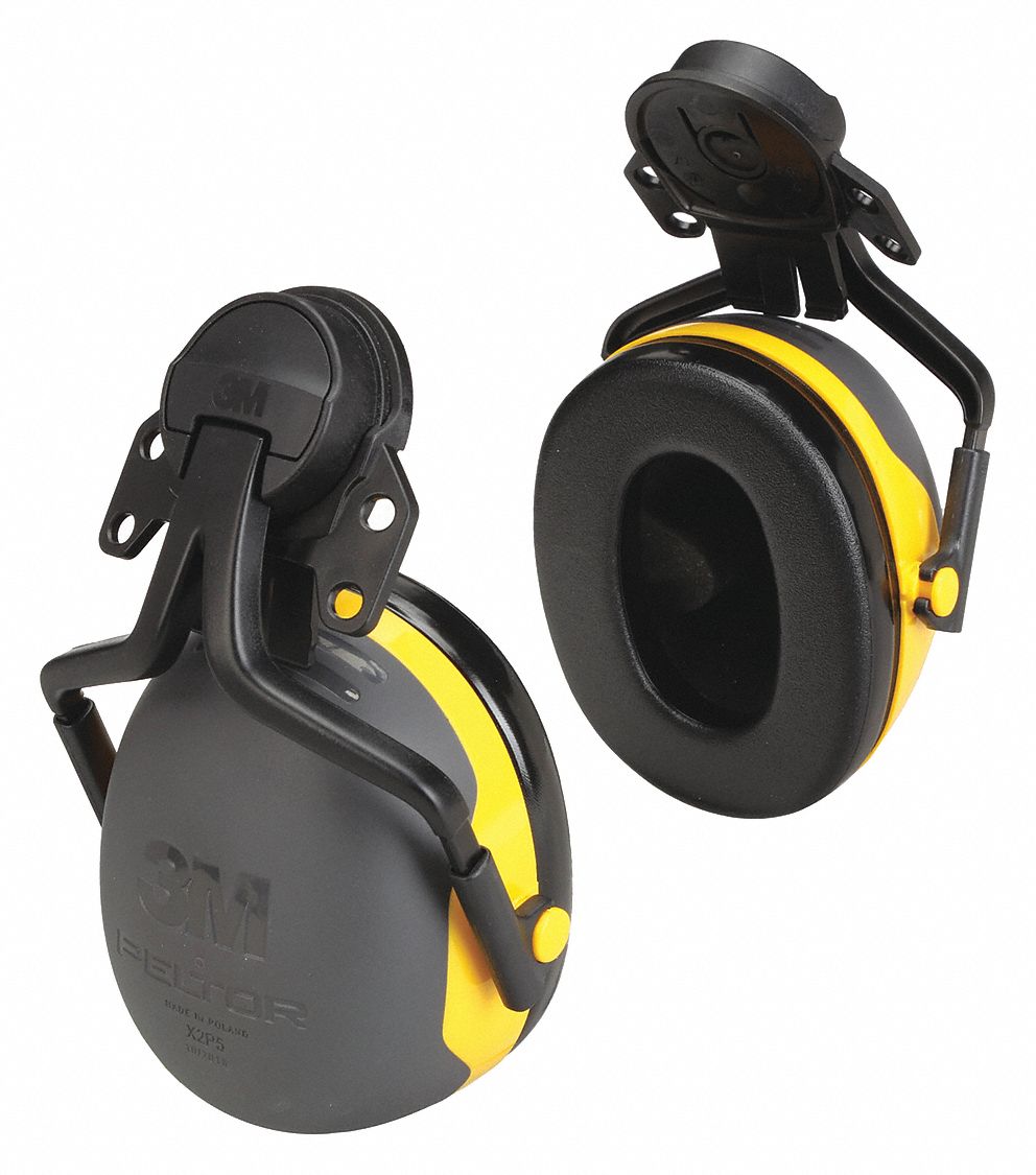 3M Hard Hat Mounted Ear Muffs, 24dB Noise Reduction Rating NRR, Dielectric No, Black, Yellow