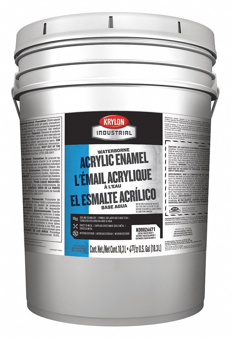 KRYLON INDUSTRIAL White Paint, Gloss Finish, 140 to 225 sq ft/gal