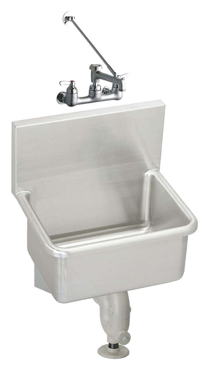 ELKAY WallMount Utility Sink, 1 Bowl, Stainless Steel, 23"L x 181/2"W x 12"H 52JY92