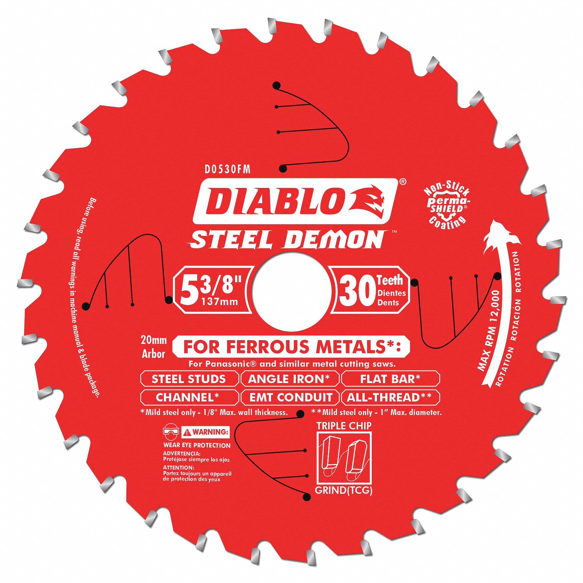 DIABLO Circular Saw Blade, Ferrous Metals, Steel Materials Cut, 5 3/8