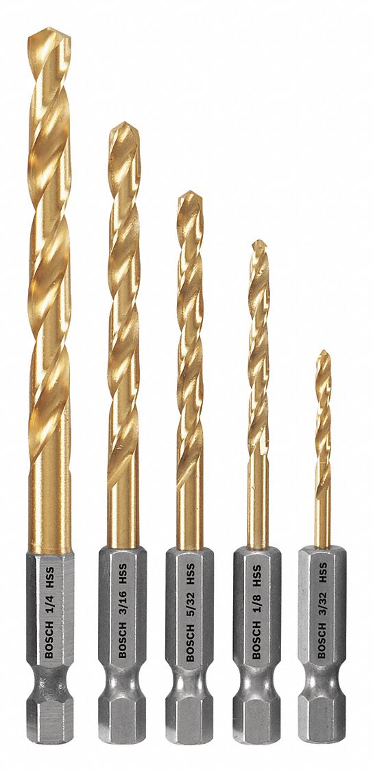 BOSCH Hex Shank Drill Set, Number of Drill Bits 5, 135 °, Conventional