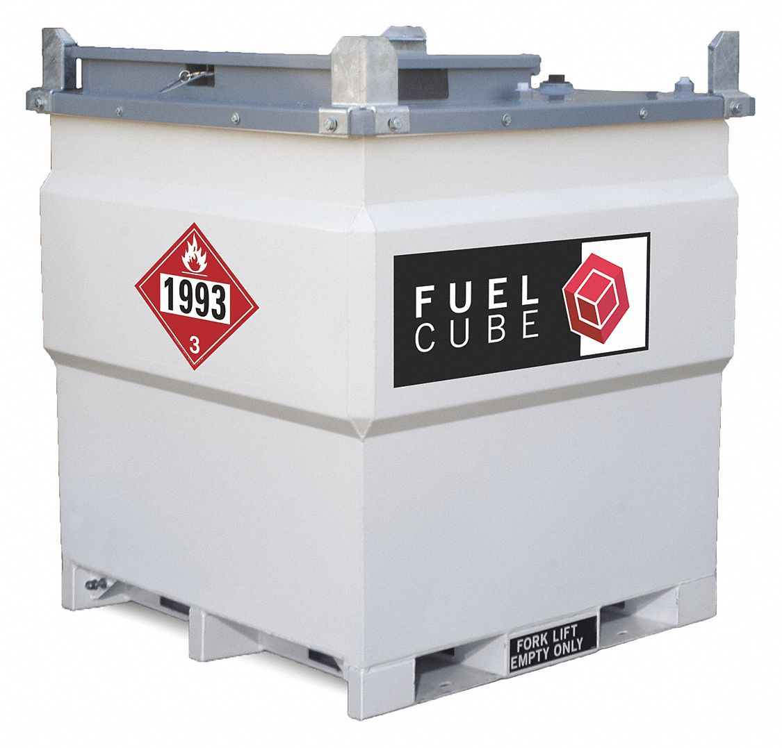FUELCUBE White Square Diesel Fuel Tank, 250 gal. Capacity, 11 Gauge