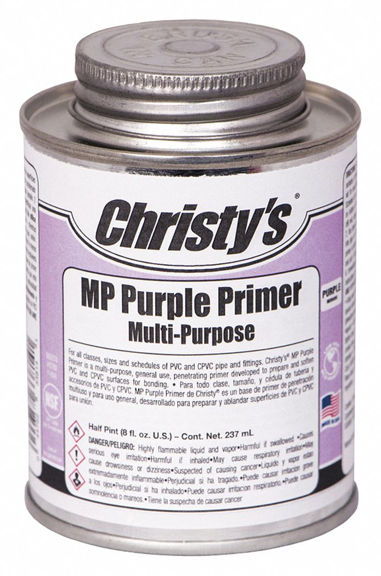 CHRISTY'S Purple Primer, Multi Purpose, Size 8 oz., For Use With PVC