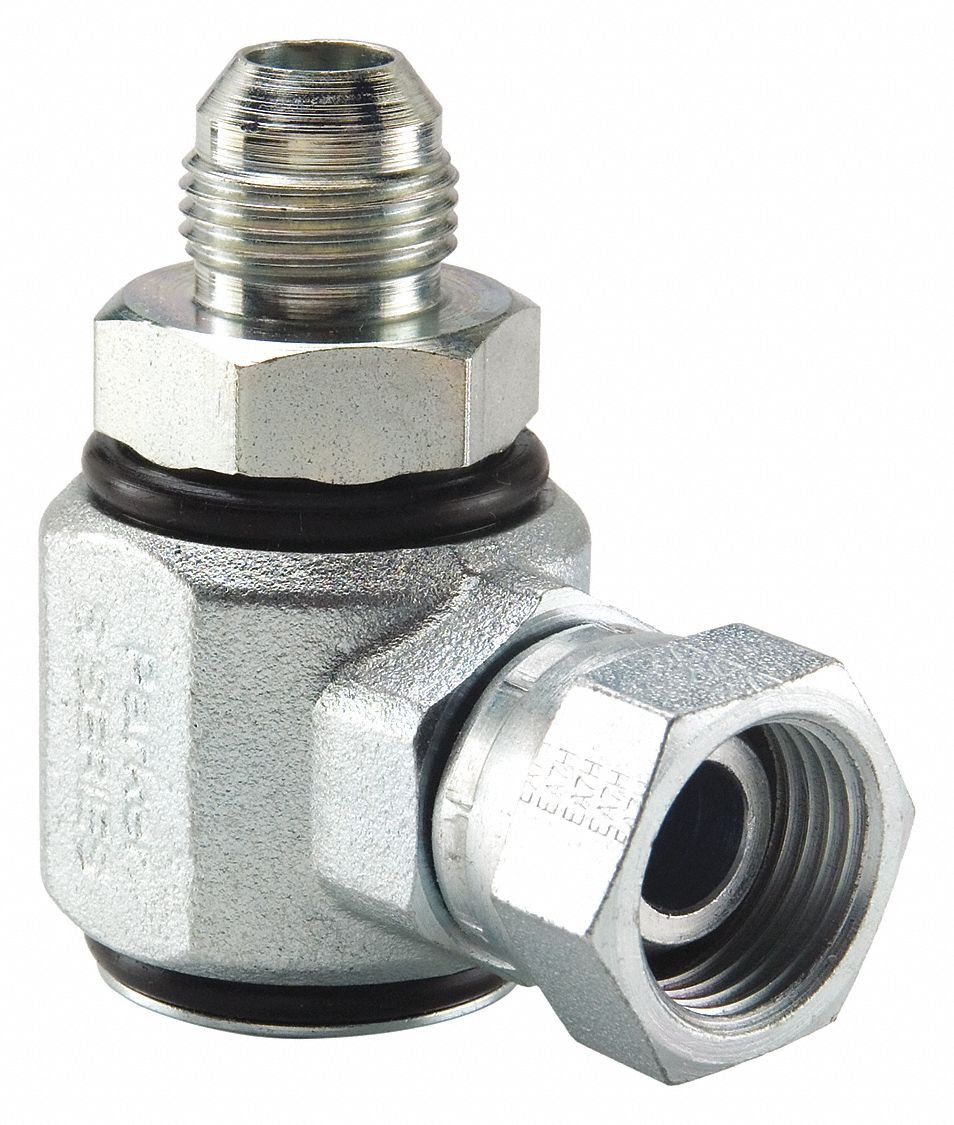 PARKER Hydraulic Swivel Fitting, 7/16"20, Male JIC, 1/4"18, Female