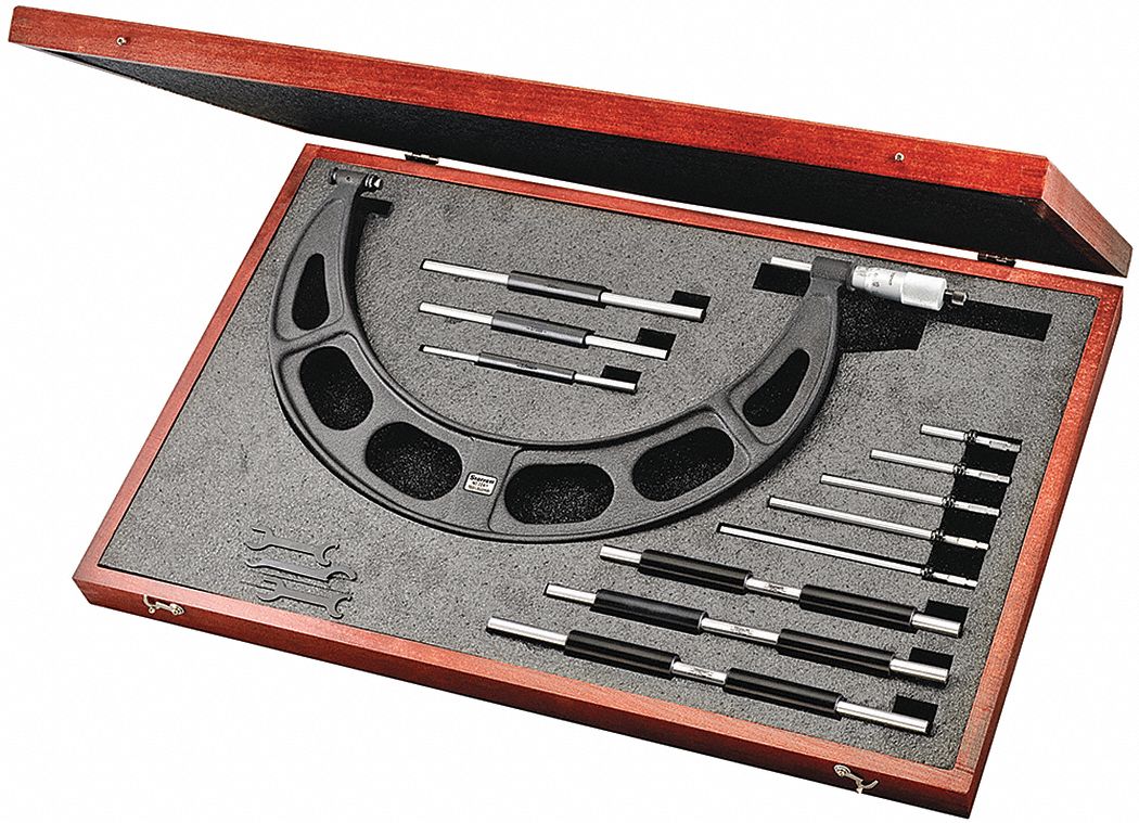 STARRETT Interchangeable Anvil Micrometer Set, Mechanical Operation