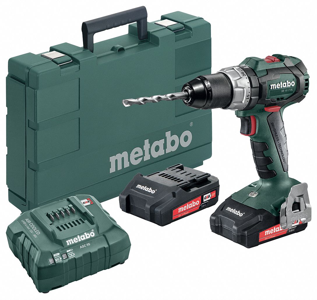 METABO 1/2" Cordless Hammer Drill/Driver Kit, 18.0 Voltage, Battery