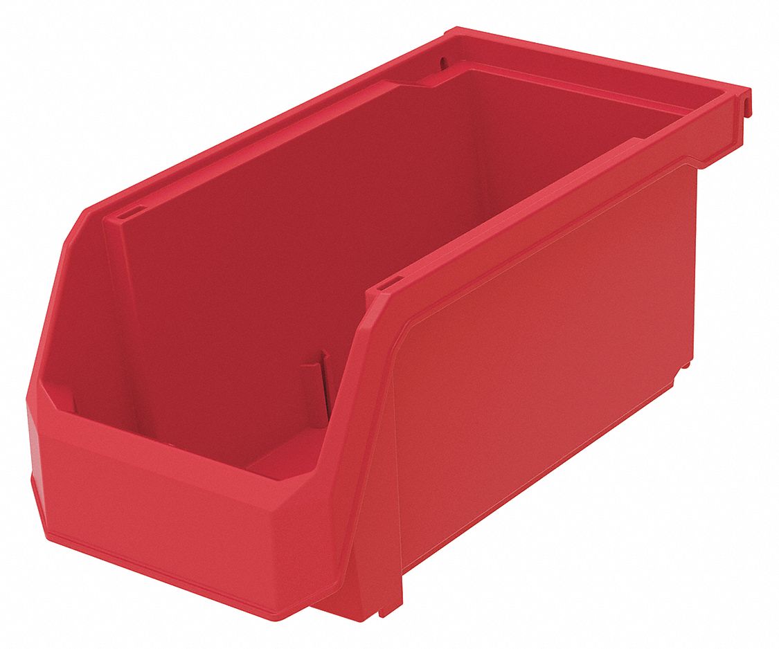 GRAINGER APPROVED Hang and Stack Bin, Red, 11 in Outside Length, 5 1/2