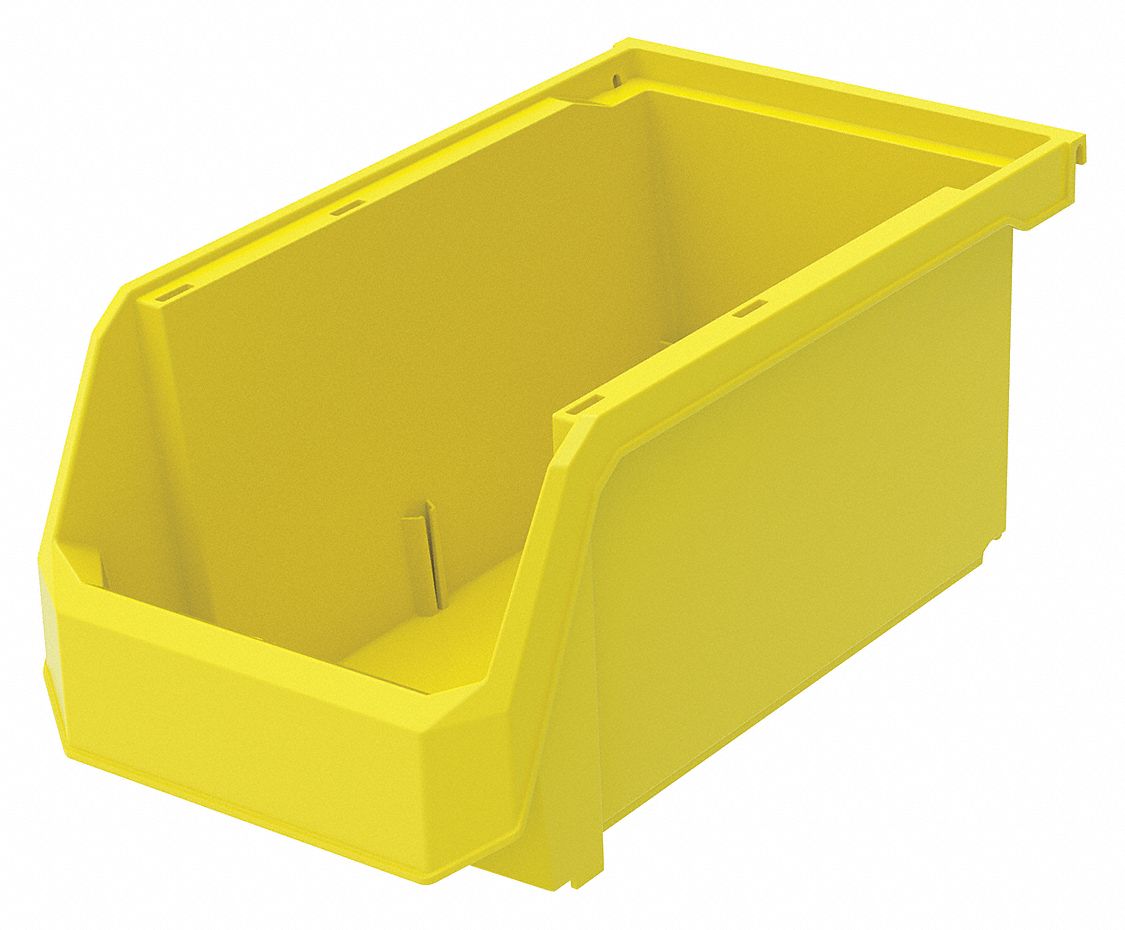 GRAINGER APPROVED Hang and Stack Bin, Yellow, 14 3/4 in Outside Length