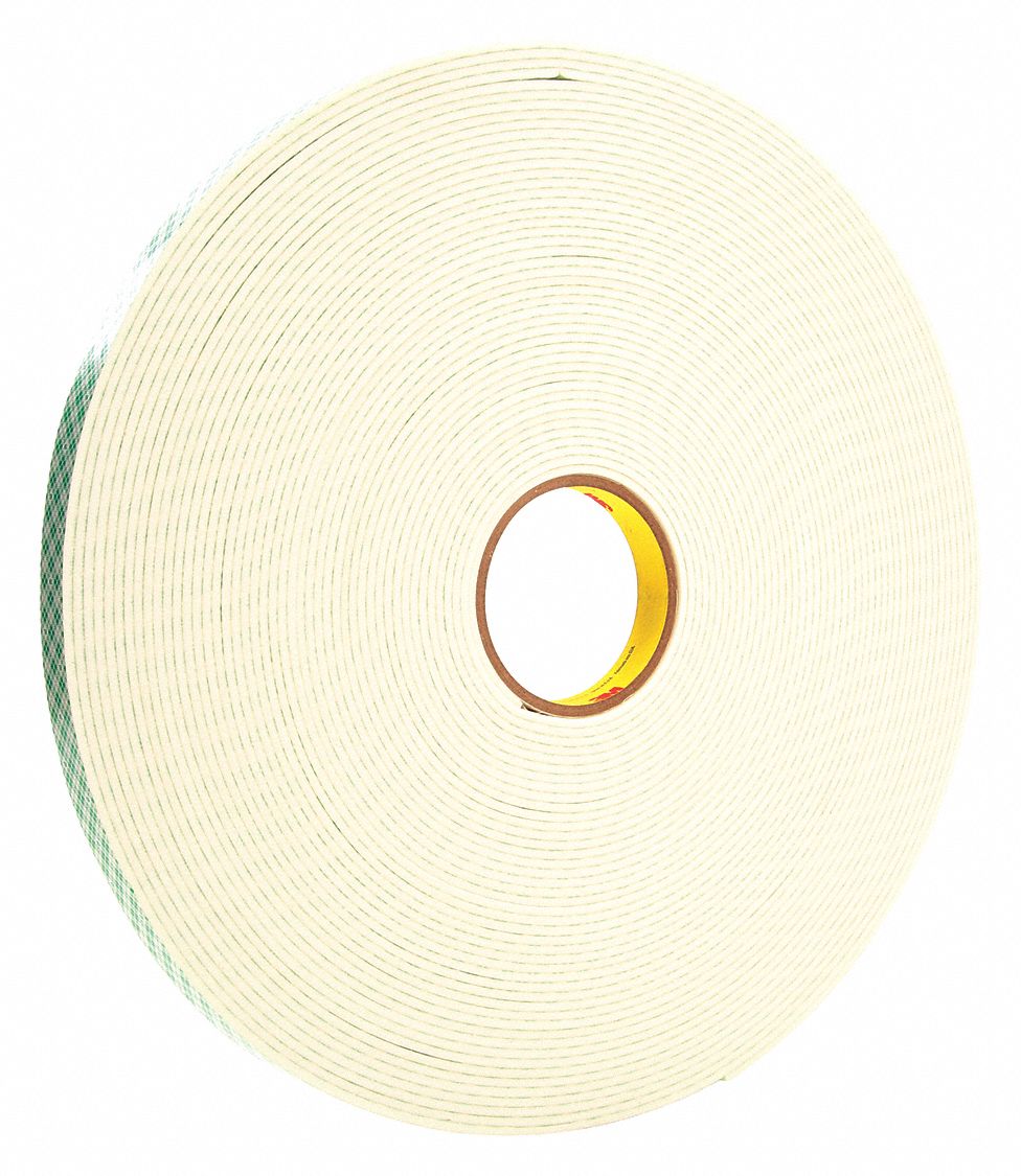 3M Urethane Foam Double Sided Foam Tape, Acrylic Adhesive, 1/8" Thick