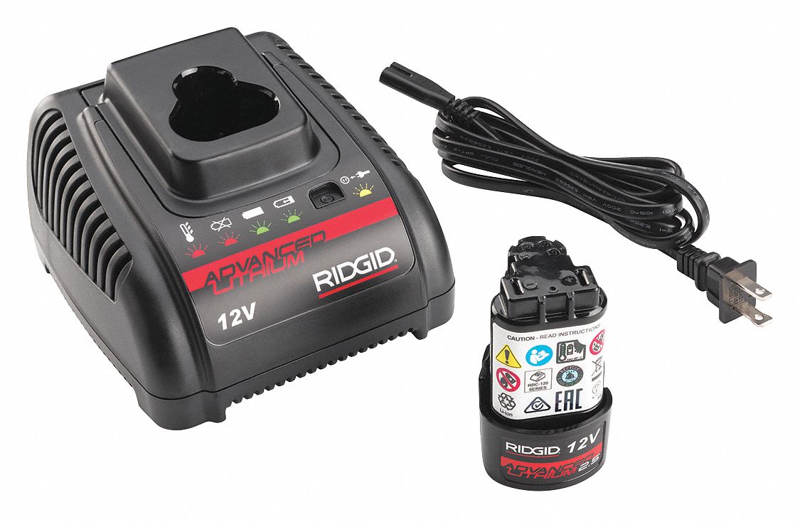 RIDGID 12V Battery Charger, LiIon, Charger Output Voltage 12.0