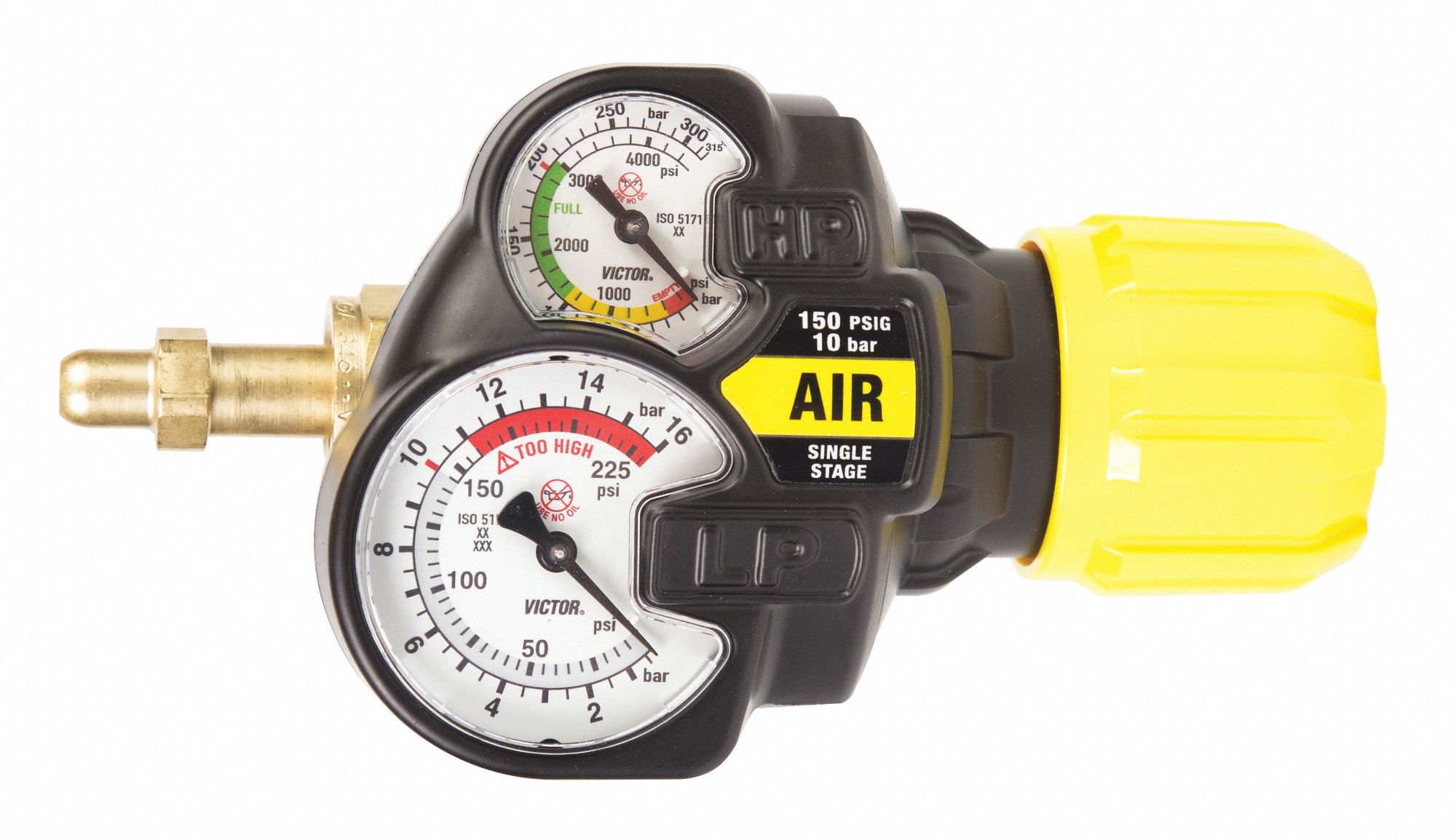 VICTOR Air, Gas Regulator, CGA346, Single Stage, Brass, 5 to 150 psi