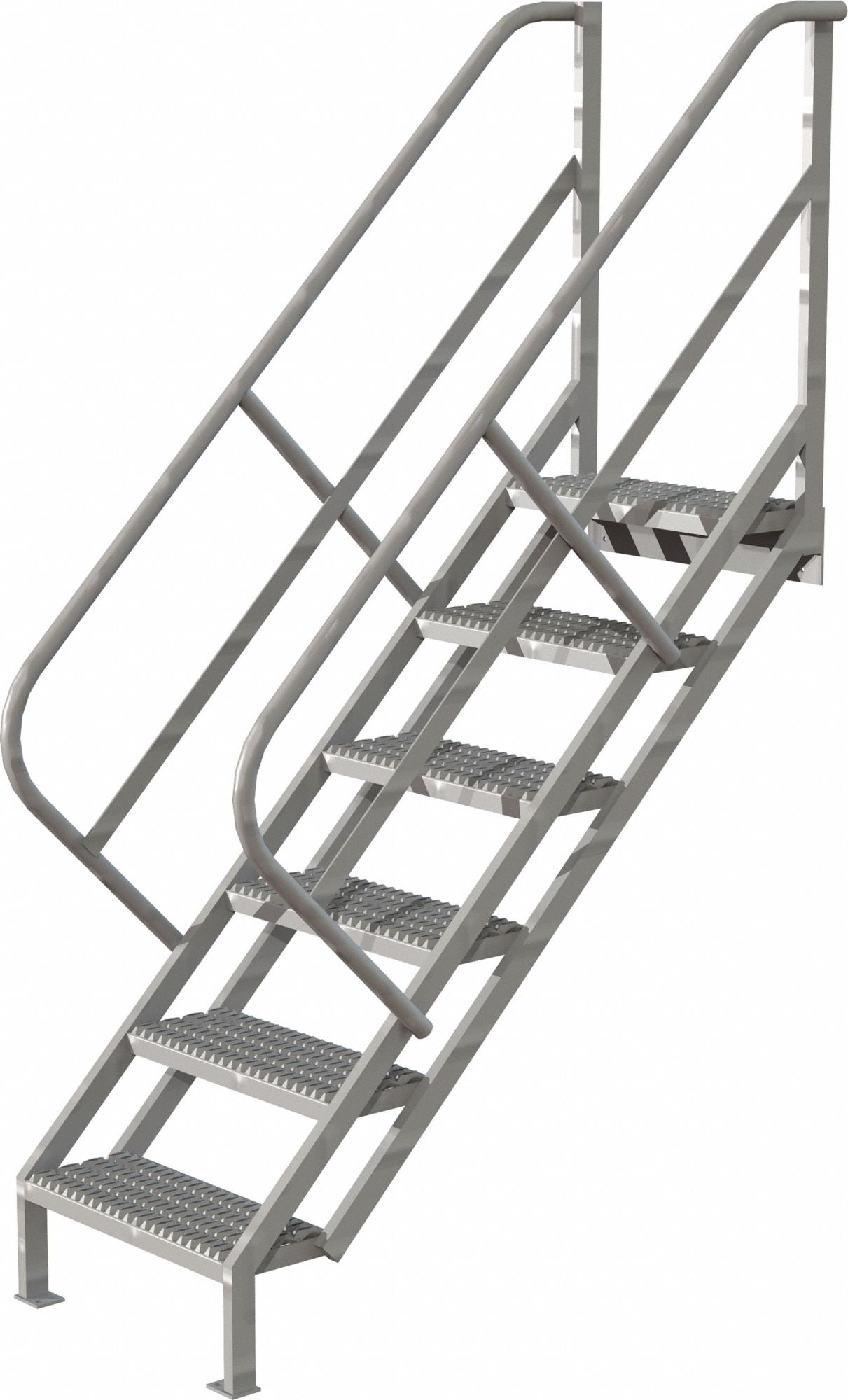 TRIARC Steel Stair Unit, 57 in Top Step Height, 450 lb Load Capacity, Serrated Step Tread