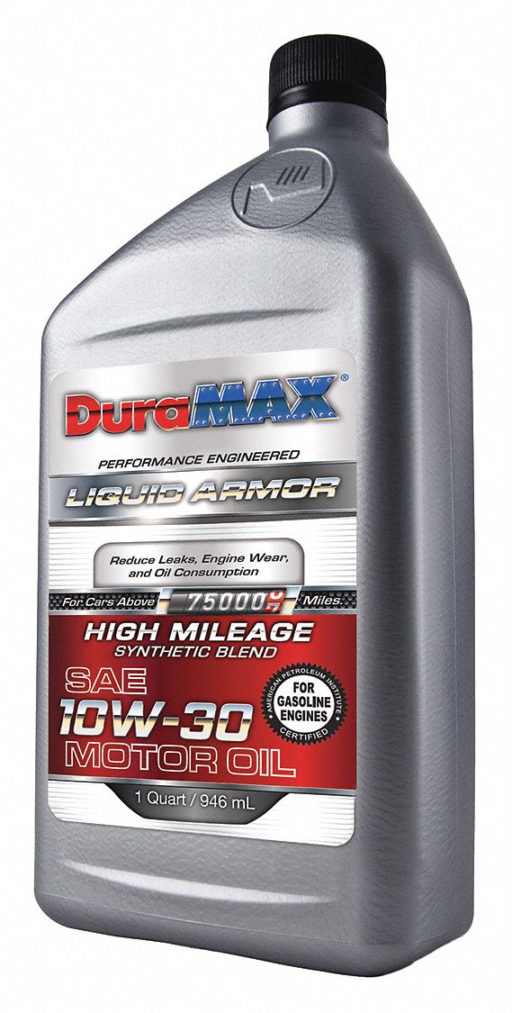 DURAMAX High Mileage Engine Oil, 1 qt Bottle, SAE Grade 10W30, Amber