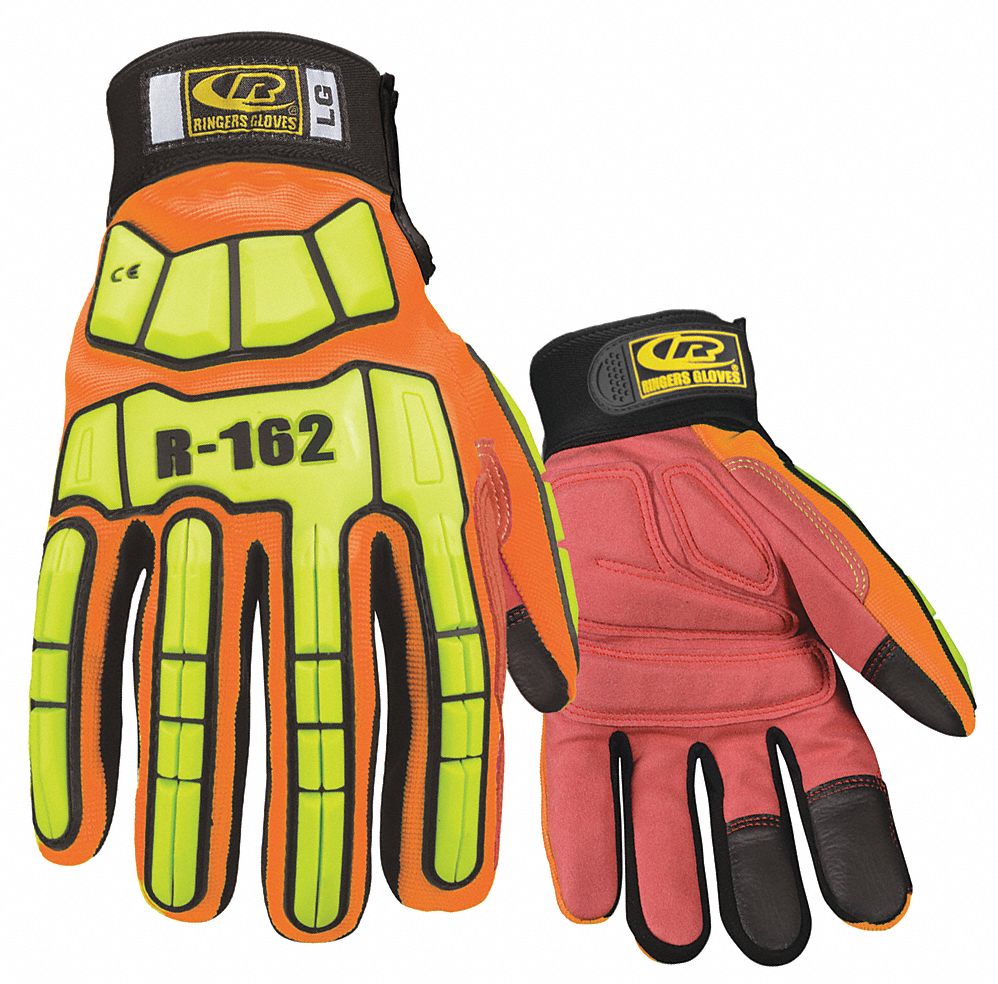 RINGERS GLOVES Impact Resistant Gloves, Synthetic Leather Palm Material
