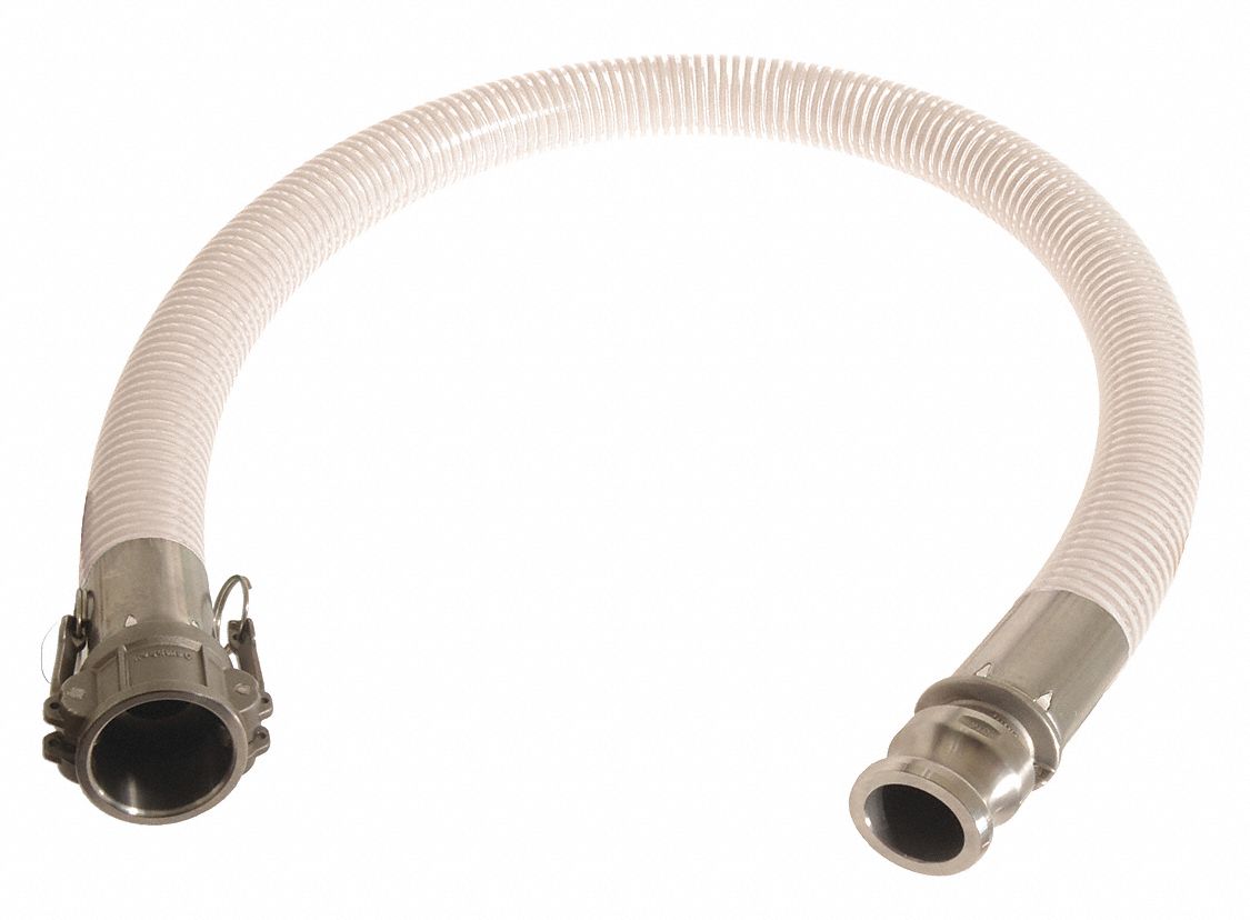 CONTINENTAL Food Grade Hose, PVC, Helix, 1 in, 36 in, 106 psi 55CD72