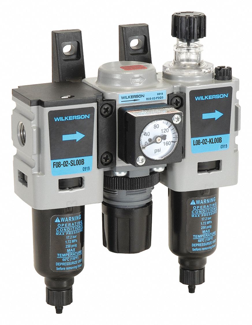 WILKERSON Filter/Regulator/Lubricator, 1/4 in NPT, 0 to 125 psi