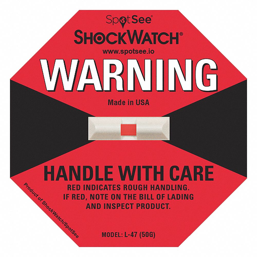 SHOCKWATCH GForce Indicator Label, Shock Indicator Type Shockwatch