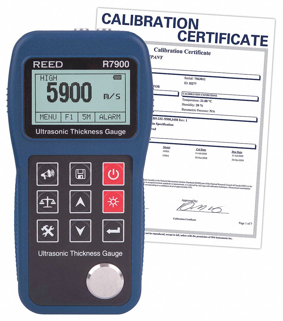 REED INSTRUMENTS Ultrasonic Thickness Gauge, Steel 55NP09R7900NIST