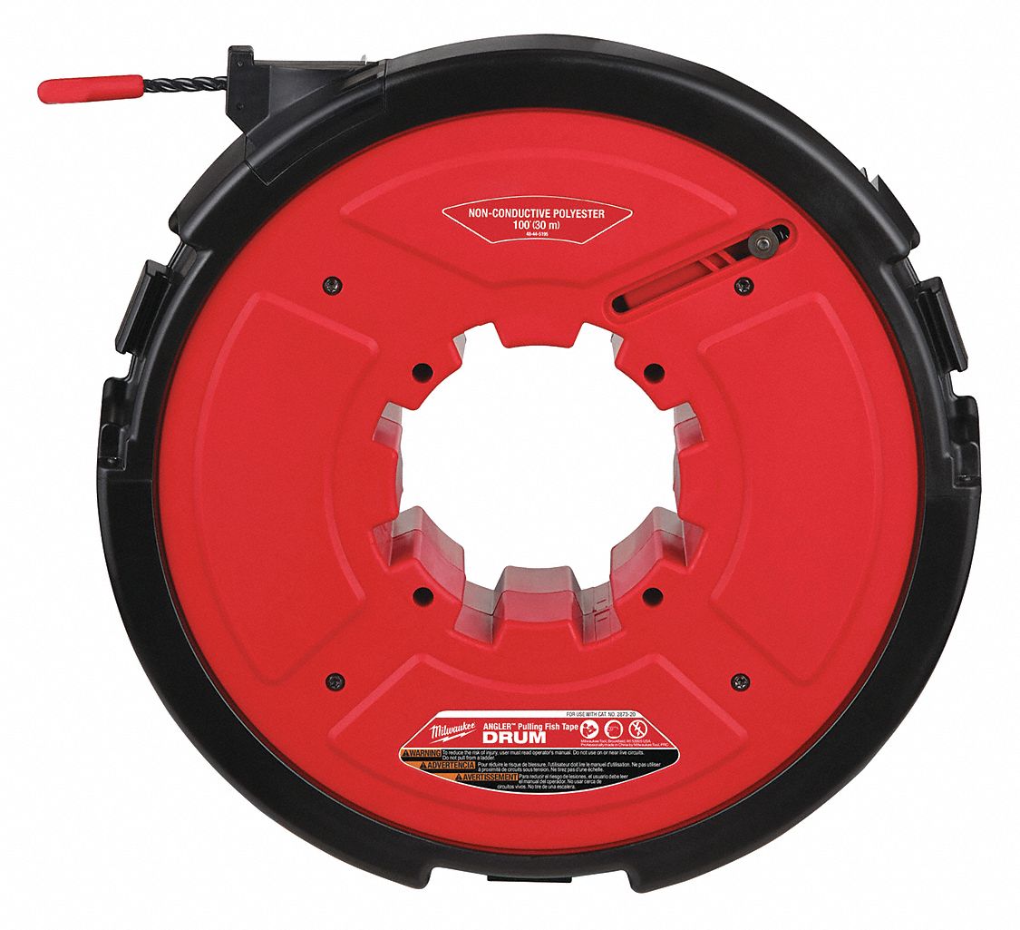 MILWAUKEE 100 ft Fish Tape, Polyester, 1/8 in Tape Size, Round Tape
