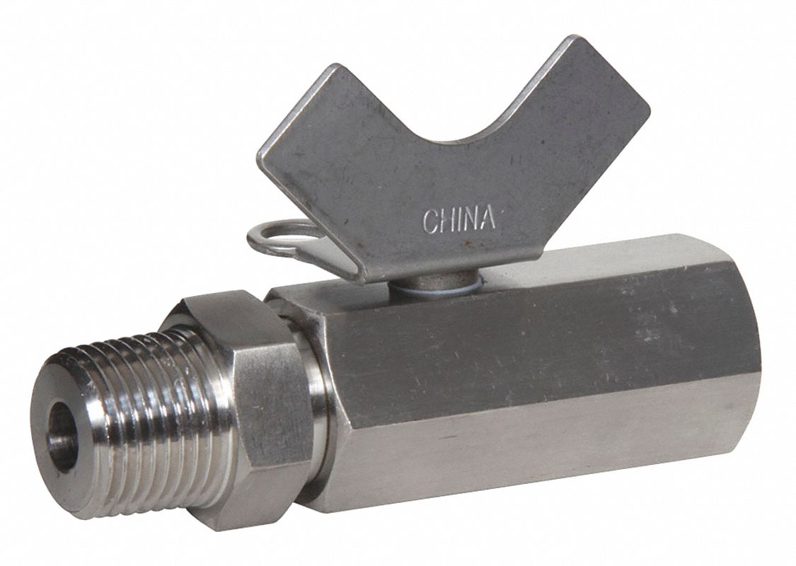 GRAINGER APPROVED Ball Valve, 316 Stainless Steel, Inline, 2Piece